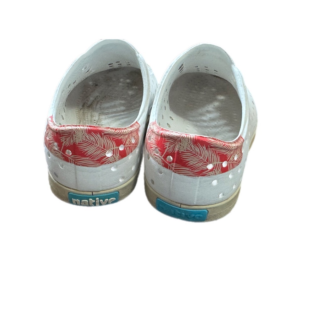 Native Jefferson Shoes Kids Size 8 White Good Tropical Palm Print Slip On EVA - Picture 2 of 7